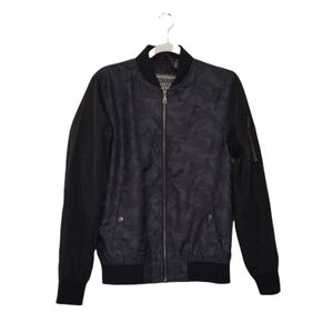 Premium Outfitters Civil Sektor Mens Jacket Size Small Black Camo Print Zip Up.
